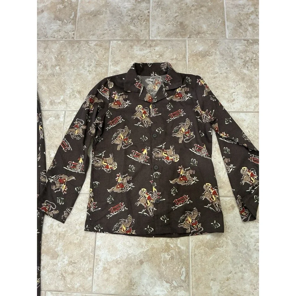 VTG Gymboree Cowboy Pajama 2 piece set size Large  Brown Horse Rodeo Western